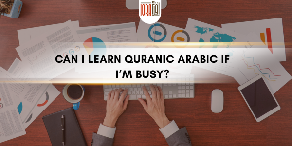 A professional studying Quranic Arabic on their laptop, using the Iqra Network platform.